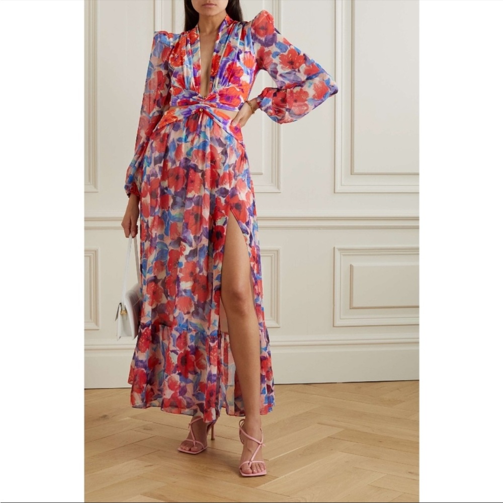 PatBO Violet Plunge Cut-Out Maxi Dress